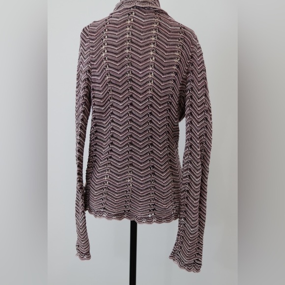 Mexx Scalloped edge burgundy and pink side button cardigan - Picture 2 of 9